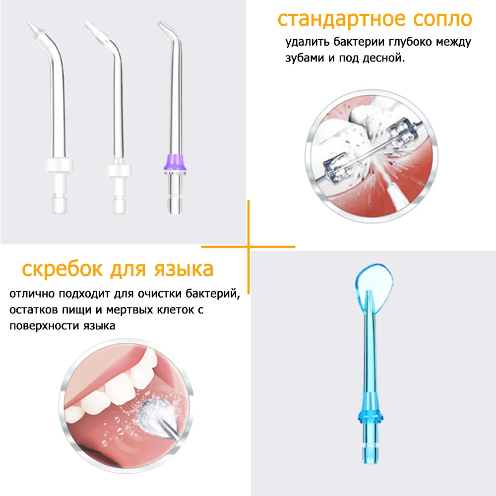 Портативный ирригатор h2ofloss перезаряжаемый для полости рта с разъемом USB