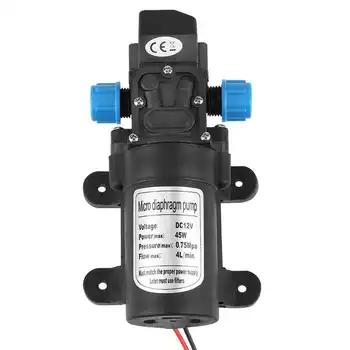 

Water Pump DC 12V 45W Micro Diaphragm Water Self Priming Pump Low noise 4L/min Flow Black with Filter Diaphragm Water Pump