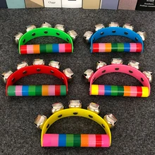 1 шт., детская деревянная погремушка, Радужный цвет, ручной Колокольчик, детские погремушки, колокольчики, шейкер, погремушка, обучающие игрушки