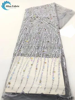 

Alisa african gray lace fabric nigerian fabric 2020 high quality embroidered french sequins laces tulle fabrics for dress sewing