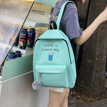 

4set Backpack Fashion Women Backpack Canvas Shoulder Bags Printing Girl School bag Mochilas Female Children Student Backpack New