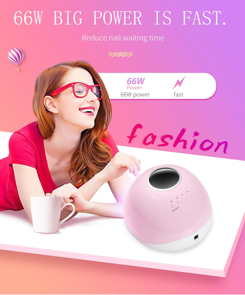 ROHWXY 66 Вт Сушилка для ногтей Светодиодная УФ-лампа для ногтей ледяная лампа для сушки всех Гель-лак для нейл-арта Маникюр с инструментом для дизайна ногтей DIY дизайн