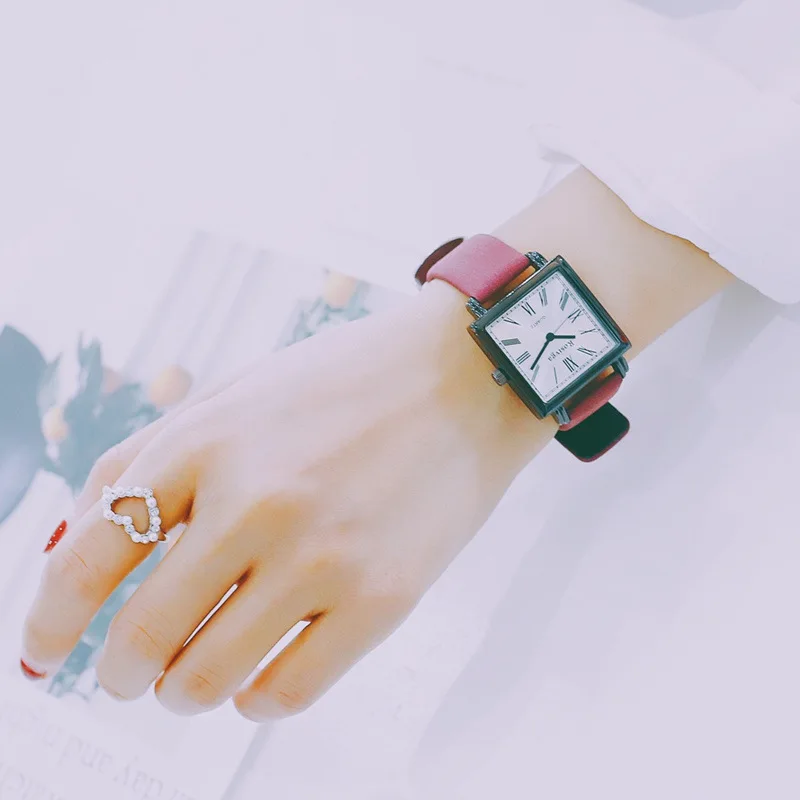 

INS Watch CHIC-Style Square-Small Square Table Women's Korean-style Simple Students Trend Retro College Casual Glorious