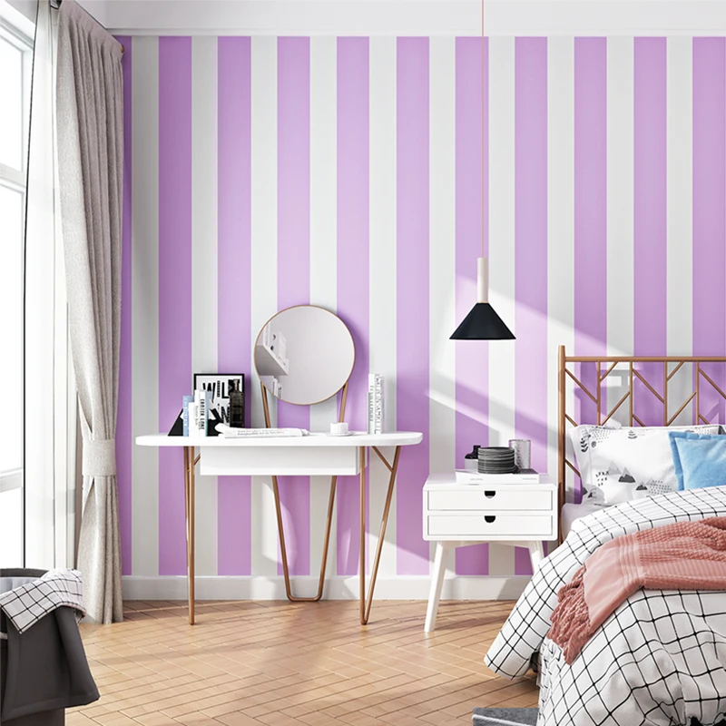 Nordic Wallpaper Kids Room | Children Room Wallpaper Nordic - Green Pink  Blue Stripe - Aliexpress