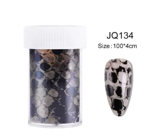 1 шт., 4*100 см, лазерная голографическая наклейка для ногтей со змеиной кожей, переводные наклейки из фольги, клеи для ногтей, аксессуары, наклейки - Цвет: jq134foil