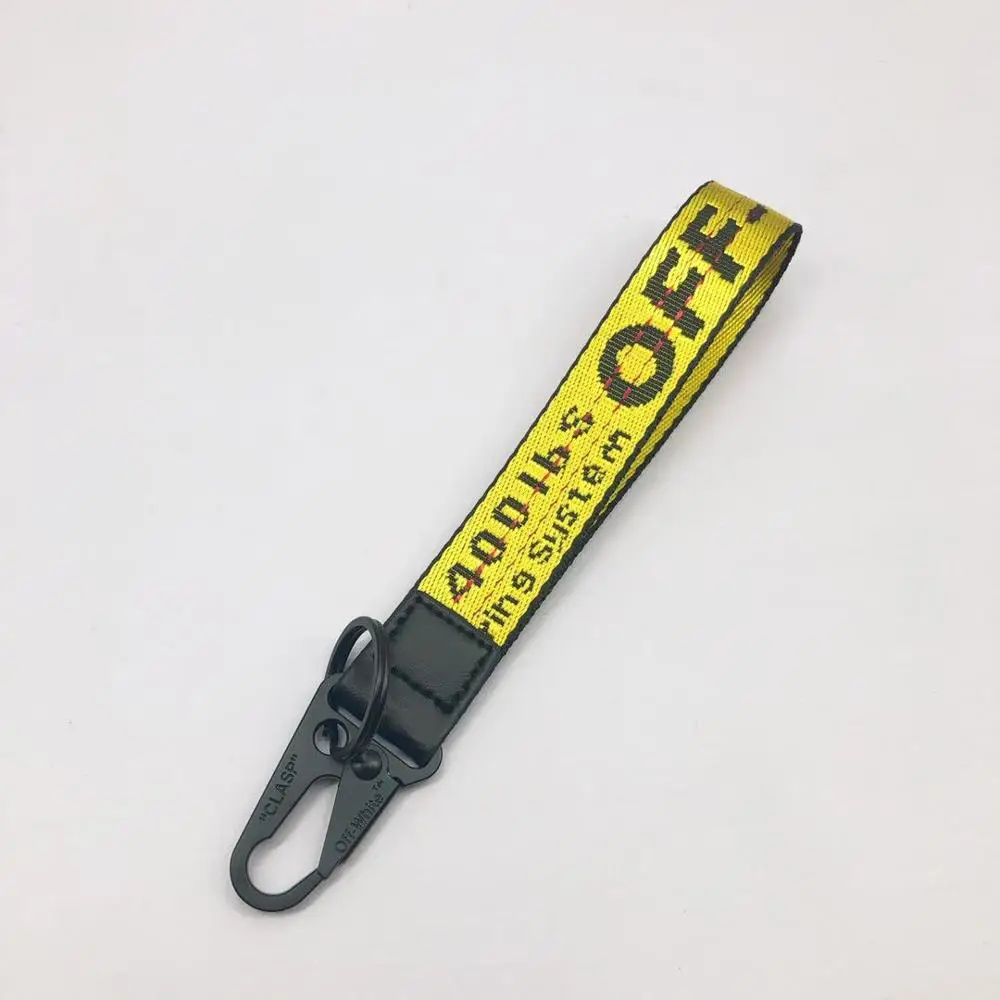

Tide brand 2.5cm canvas mobile phone pendant simple and fashionable OFF key chain ornaments mostly wrist straps White OW