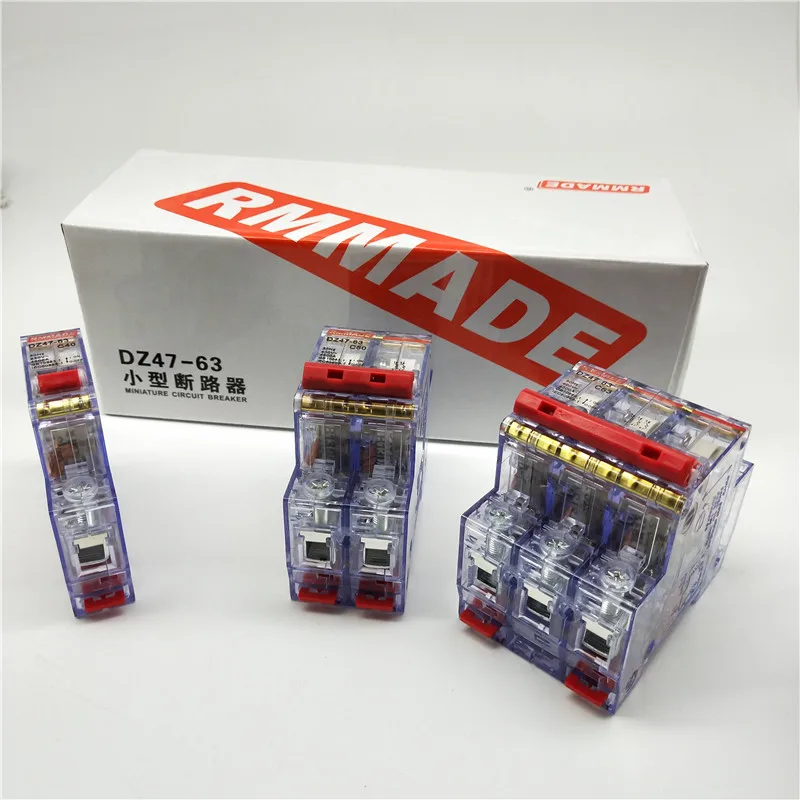 AC220V-400V DZ47-63 6A 10A 16A 20A 25A 32A 40A 50A 63A Мини автомат защити цепи вырез миниатюрная прозрачная Бытовой Воздушный переключатель