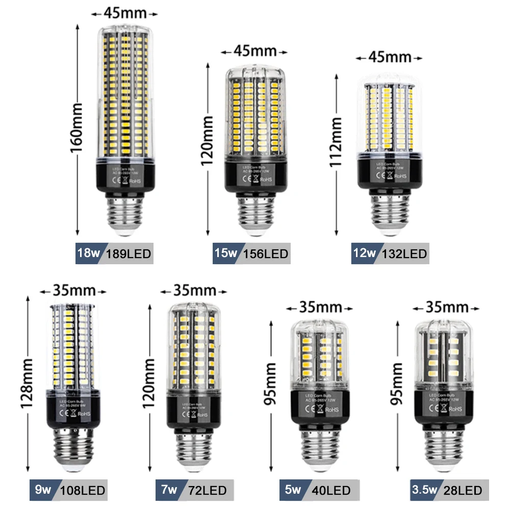 E27 светодиодный лампы E14 Кукуруза лампы 85-265V 28 40 72 108 132 156 189 светодиодный s энергосберегающий светильник лампы 5736 SMD