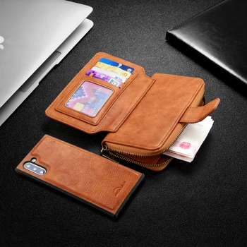 

New Leather Zipper Wallet Phone Bag Case for Samsung Galaxy Note10 Note10 Pro Note10 Lite M10 Back Cover Coque