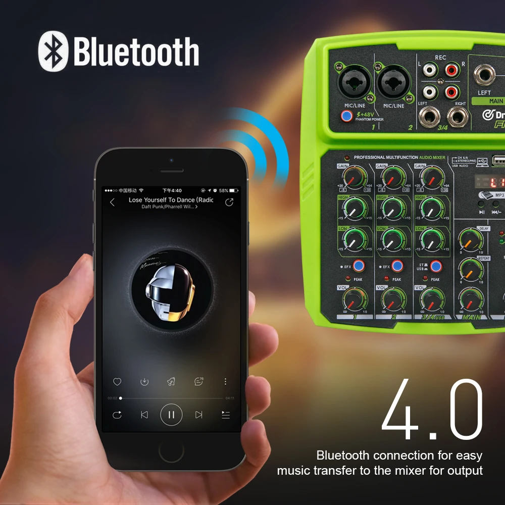 Портативная цифровая аудиомикшер Drembo консоль со звуковой картой bluetooth USB