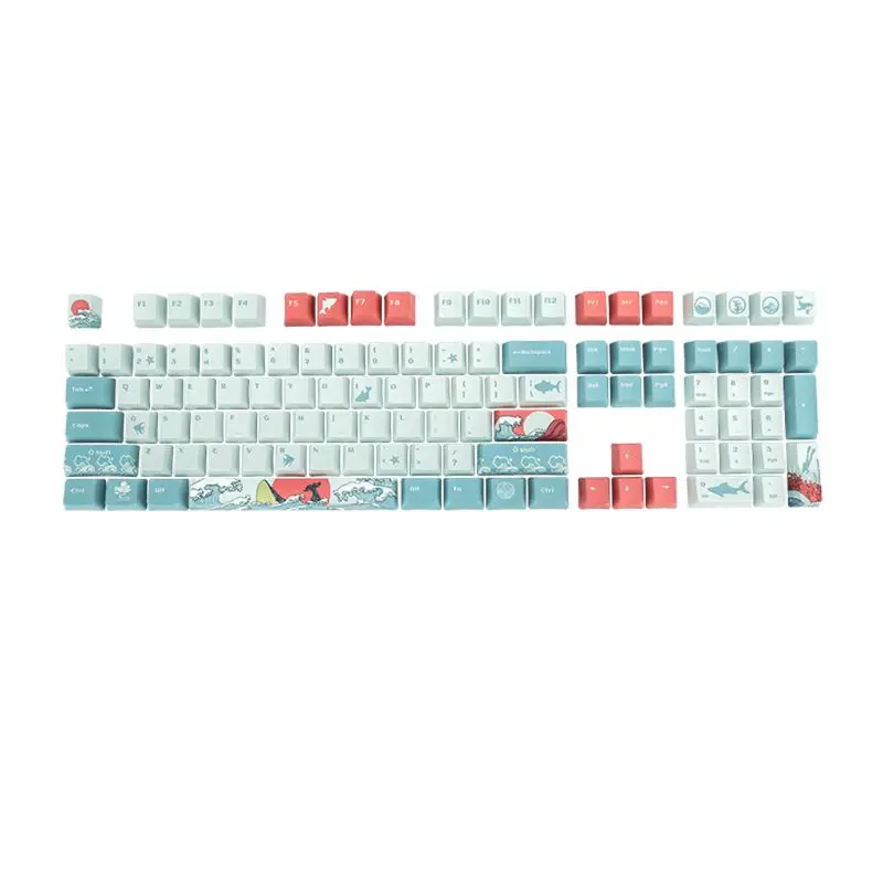 

5 Sides Dye-Sublimation 108 Ukiyo-e Sea Waves Keycap Mechanical Keyboard Keycaps