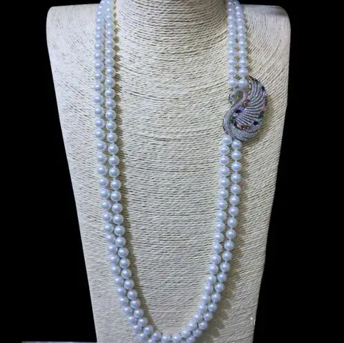 

jewelry 8mm natural sea round white shell pearl necklace 23-24inch