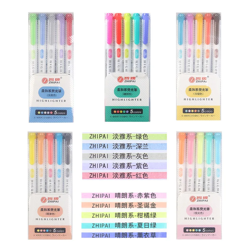 25 Colors Double Head Highlighter Pen Colors Fluorescent Highlighters Art Marker School&Office Art Stationery Supply