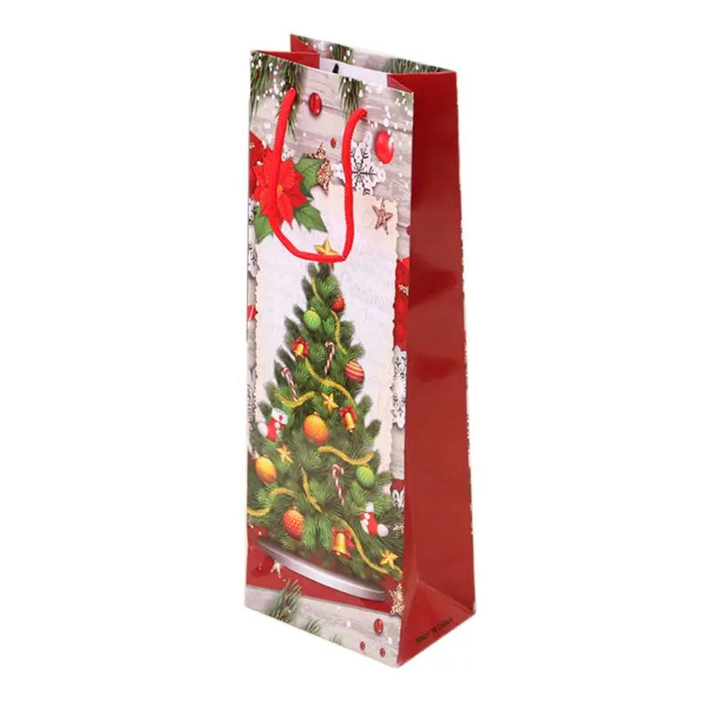 -B 12pcs Christmas Paper Wine Bottle Gift Bags Reusable Present Packaging Pouch New R7RC - Цвет: -B