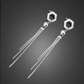 

100% 925 sterling silver Tassel Earrings Women circular Drop Earrings Bohemia Fashion Jewelry Trendy Fringe Long