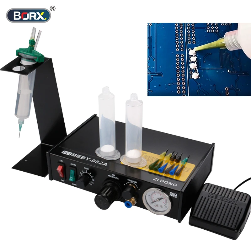 BORX 983A Semi-automatic Glue Dispenser Professional Precise Digital Paste Liquid Controller Tool Foot/Manual Dual Configuration