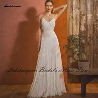 Lakshmigown Vintage Boho Wedding Dress Spaghetti Straps 2024 Robe Sexy Bridal Lace Beach Wedding Gowns Customized 1
