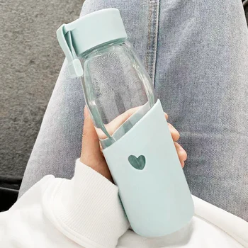 

Nordic Ins Simple Transparent Glass Anti-ironing Bottles with Rope Large Capacity 550ml Sealing Anti-leakage Heat Portable Cups