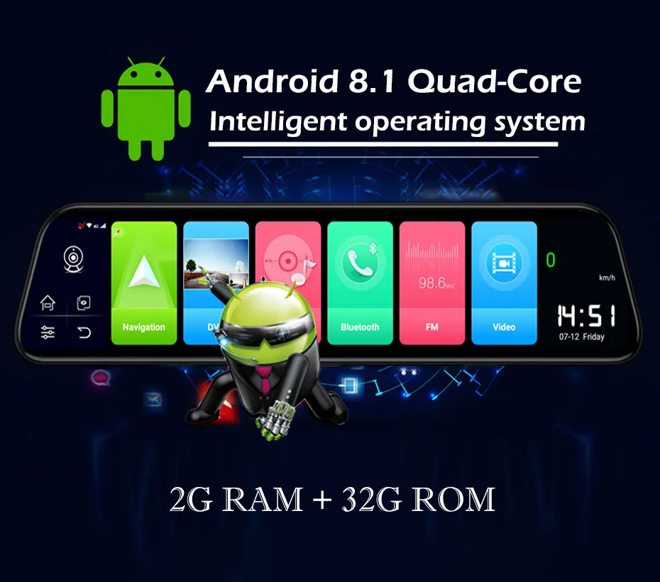 Olysine новейшее 12 дюймов зеркало заднего вида Android 8,1 4G Автомобильный видеорегистратор Dash камера ADAS wifi gps навигатор видеорегистратор 1080P видео рекордер