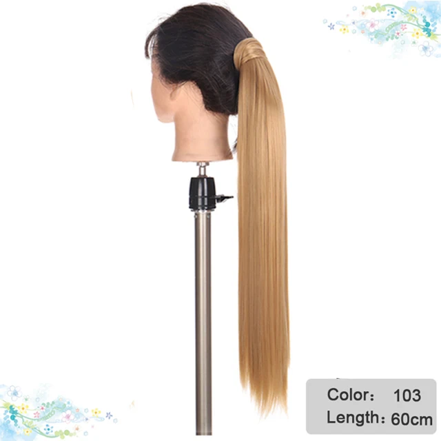 DIANQI Synthetic Corn Wavy Long Curly Ponytail Hairpiece Wrap on Clip Hair Extensions Black Pony Hair 103