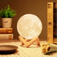 Перезаряжаемая Лунная лампа, 16 цветов, меняющий 3D светильник, сенсорный переключатель, 3D принт, лампа, луна, спальня, книжный шкаф, ночник, светильник, креативные подарки