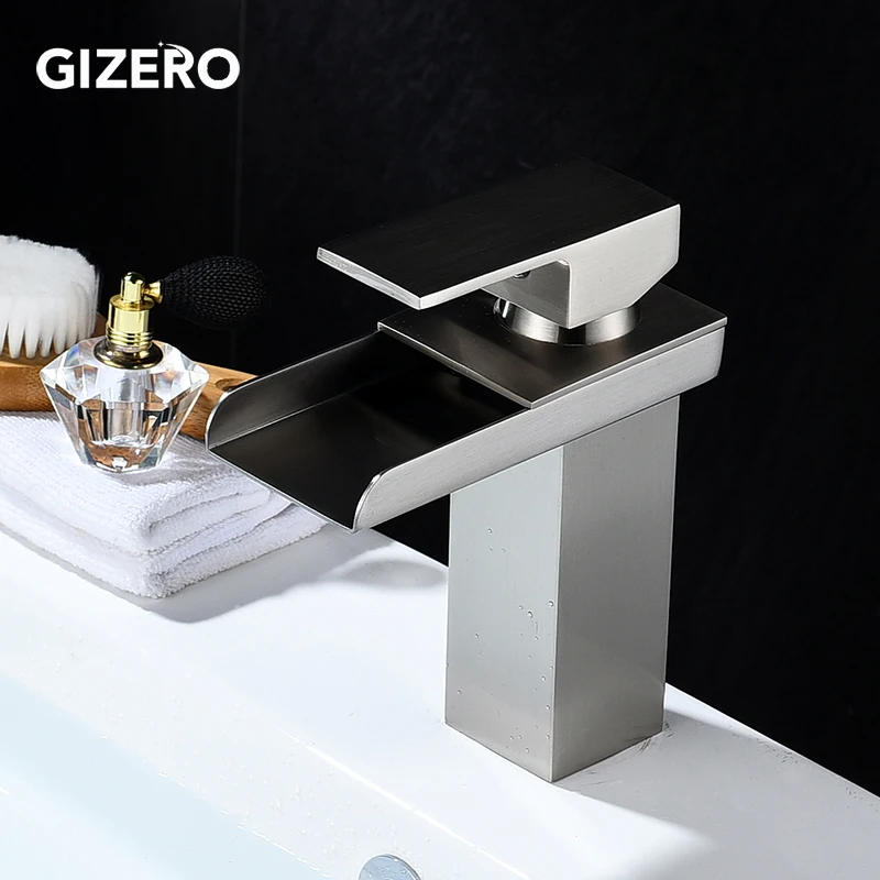 GIZERO смеситель для ванной комнаты с водопадом, смеситель для горячей и холодной раковины, высокое качество, смеситель для раковины на бортике, кран для раковины ZR727