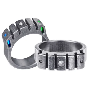 

1PC Titanium Alloy Man Women Self-defense Ring With 2PCS Self-luminous Tritium Tube Tungsten Steel EDC Broken Window Multi-tool