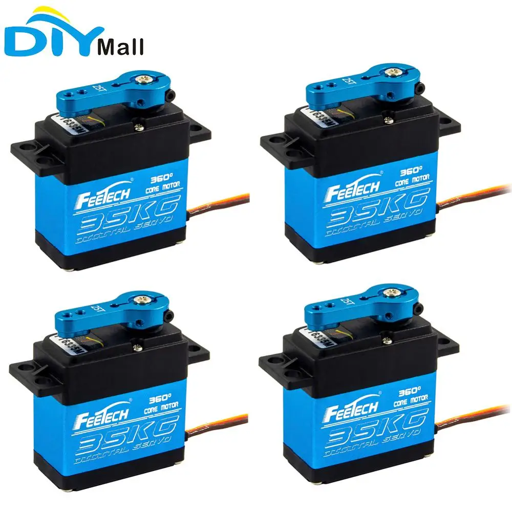 

4PCS Feetech 7.4V 35KG FT6335M 360 Degree Digital Servo Motor Blue Aluminum Alloy Gear Servo With Metal Arm