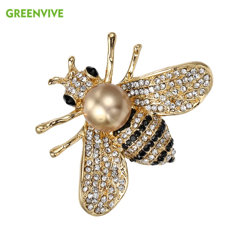 

Bee Gift Colors Choose Rhinestone Bee Brooches for Women Pearl Honeybee Pins Fashion Winter Insect Accessories Good Gift