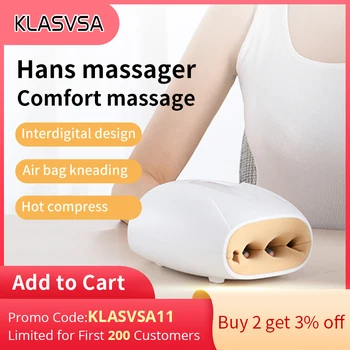 

Chargeable Portable Air Compression Hand Massager Heated Finger Massager 6 modes, 3 levels of strength Massage Relaxation