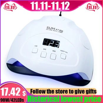 

90W SUNX7 Plus Profession UV Lamp LED Nail Lamp Nail Dryer For All Gels Polish Sun Light 10/30/60/99s Timer Smart For Manicur