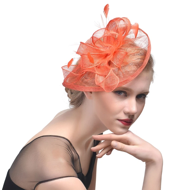 Women Wedding Hat Fascinator Feather Mesh Party Cocktail Headdress Hair Clip New 634D