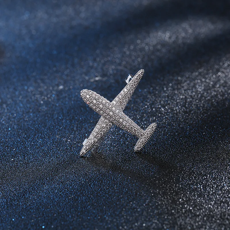 

Europe And America Full of Crystals Accessories Copper Micro Zircon Airplane Women's Overcoat Brooch Women's Brooch