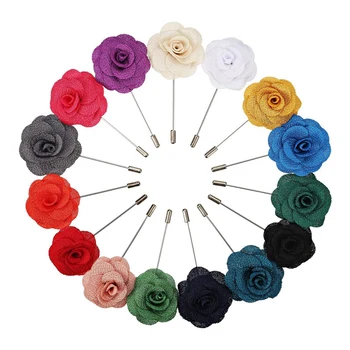 

Men's Brooches Handmade Camellia Flower Corsage Suitable for Suit Groom 15Pcs