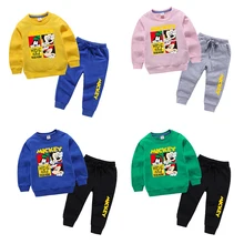 18 мес.-7 лет, модная Новогодняя одежда для мальчиков и девочек, осенне-зимний детский комплект с толстовкой с Микки и Минни, Детский комплект из двух предметов, комплекты для маленьких мальчиков