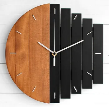 

Abstract Industrial Style Simple Creative Big Wall Clock Living Room Bedroom Wall Cool Wooden Clock Quartz Clock Pocket Watch