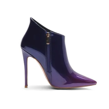 

Classic Purple Zipper Ankle Boots for Women Sexy High Heel Boots Ladies Winter Snow Shoes Woman Red Pink botas invierno mujer