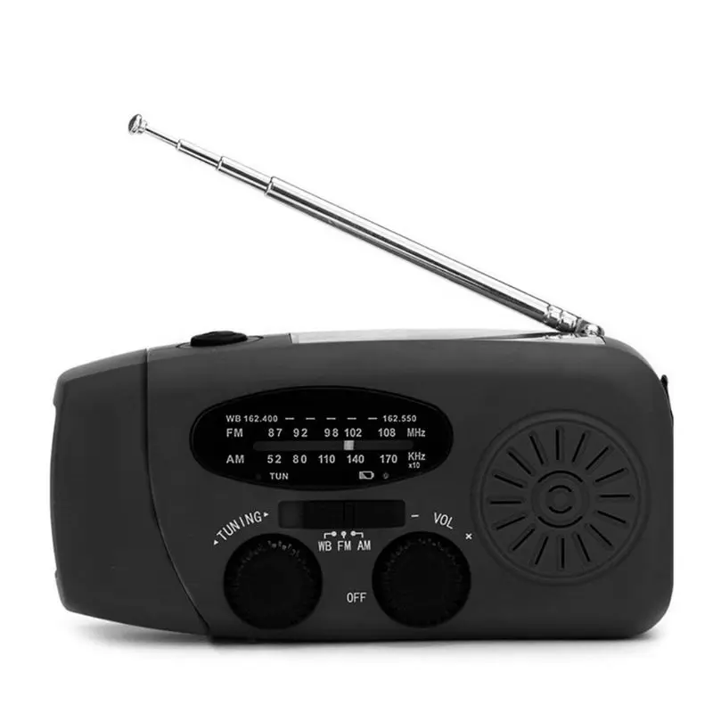 BK Многофункциональный ручной радио рычаг солнечное Динамо мощность ed AM/FM/Weather погода радио аварийный светодиодный фонарик и банк использования - Цвет: BK