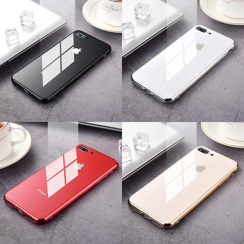 

Luxury Mirror Plating Glass Case for iPhone 8 XR 6 7 8 plus Back Tempered Glass For iPhone XS MAX For iphone 11 pro max Cover
