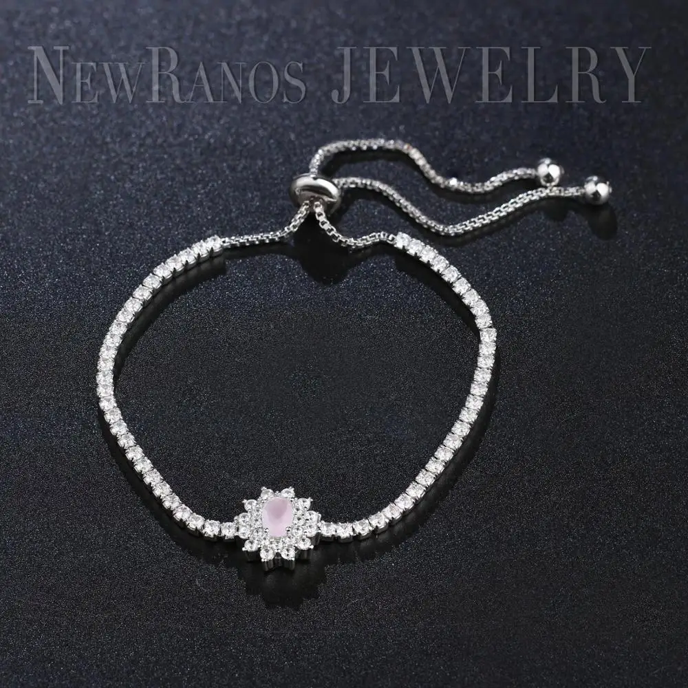 

Newranos Women Tennis Bracelet Flower Charms with white Cubic Zirconia Lace Up Bracelet for Women Fashion Jewelry BFX013
