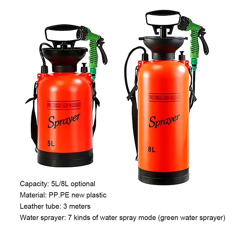 

5L/8L Outdoor Shower Pressure Shower Multi-Function Sprayer Portable Camp Shower Watering Flowers Washing Car Sprayer For Travel