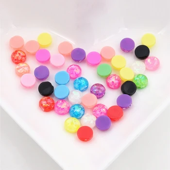 

6mm 40pcs/Lot New Fashion Mix Color Built-in metal foil Flat back Resin Cabochons Cameo V7-01