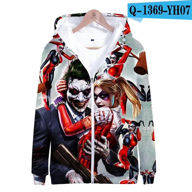 HAHA Joker толстовки на молнии мужские толстовки с капюшоном на Хэллоуин с сумасшедшей улыбкой толстовки для мальчиков и девочек Suicide HAHA Joker Кепка-капюшон куртки пальто - Цвет: 3dLL-308-69
