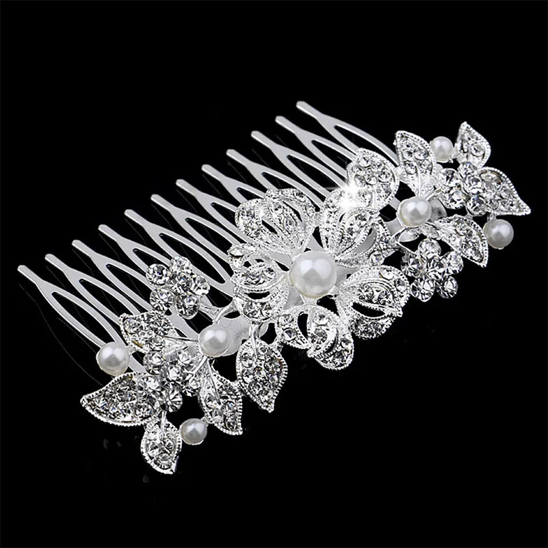 New Style Bride Comb Hair Accessories Flower Type Man-made Diamond Pearl Hair Comb Marriage Accessories Sale