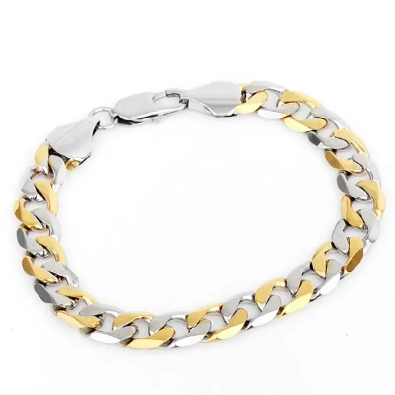 9,5 мм широкий массивный браслет-цепочка из Фигаро 316L браслет из нержавеющей стали женские вечерние ювелирные изделия 8.3in