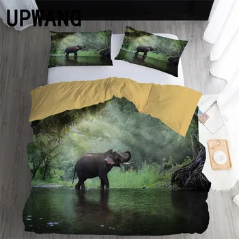 

UPWANG 3D Bedding Set Elephant Animal Printed Duvet/Quilt Cover Set Bedcloth with Pillowcase Bed Set Home Textiles #DX01