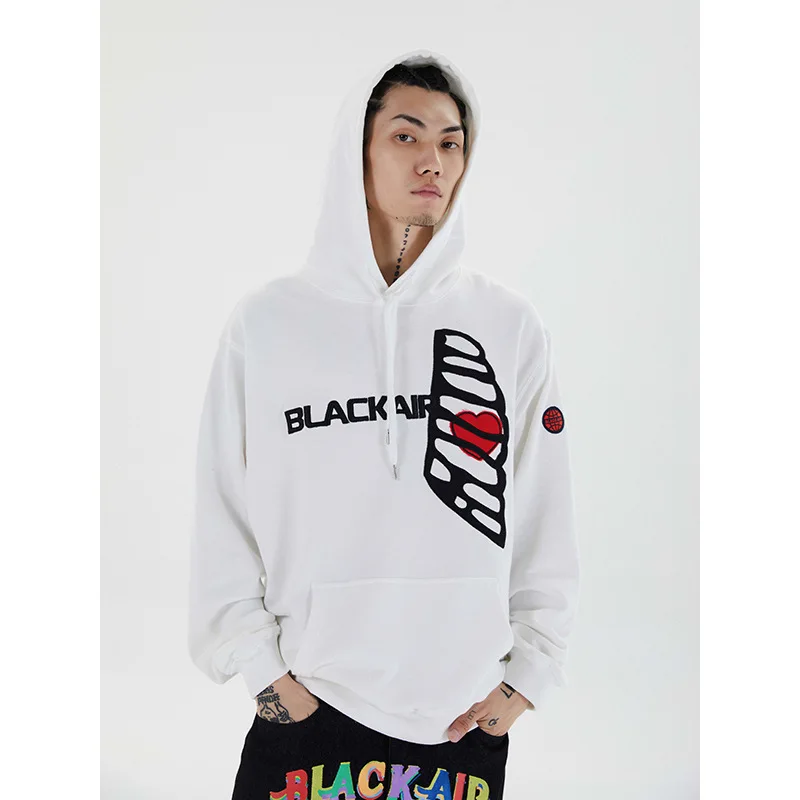 

2020 Origional Occident Fashion High Street Skeleton Lovely Lettered Embroidered Hoodie Men Loose Couple Pullover