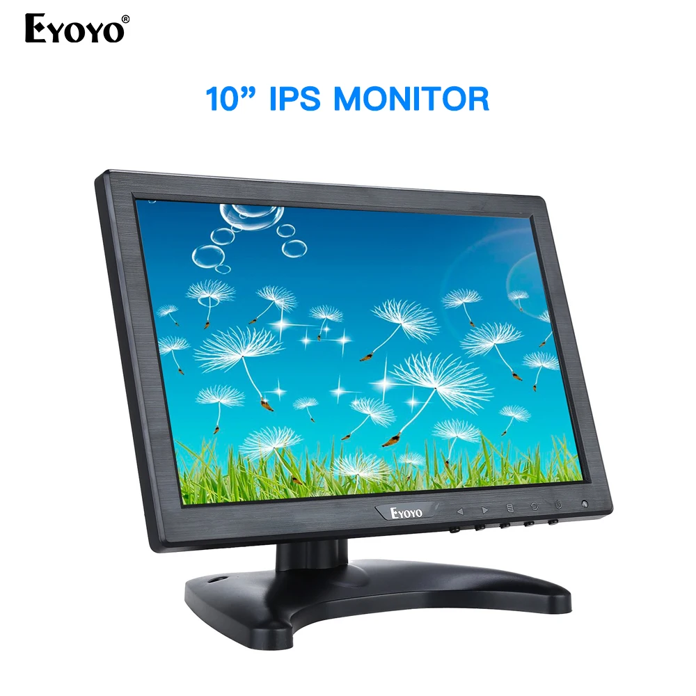 

Eyoyo 10 Inch 1280x800 LCD Monitor Resolution Support HDMI VGA BNC AV Input for PC TV CCTV IPS Security Screen