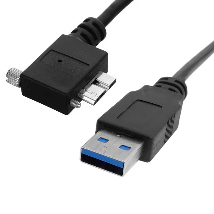 Кабель для передачи данных Micro USB3.0 1 2 м угловой 90 градусов с винтовым креплением к