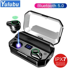 Yulubu новые T9 TWS Bluetooth 5,0 наушники 9D стерео беспроводные наушники IPX7 водонепроницаемый 7000 мАч светодиодный смарт банк питания держатель телефона